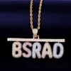 Vendeur chaud hommes collier nom personnalisé petites bulles lettres pendentif glace CZ pierre Hip Hop bijoux avec chaîne de corde