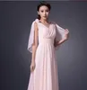 Cheap Long V-neck Formal Full Length Modest Chiffon Beach Evening Bridesmaid Dresses With Ruffles Bridesmaids Dress