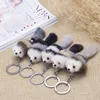 Adorable fur mink bag pendant accessories car real fur fox key chain