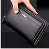 ダブルジッパーの男性クラッチバッグ高品質のPUレザーウォレットマン新しい財布男性長財布
