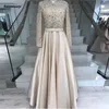 Muslim Langarm Kristall Perlen formelles Abend-Abschlussball-Partykleid Mutter der Braut Kaftan Dubai türkische Abendkleider Kleider