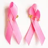 Kostnadseffektiv rosa bröstcancer medvetenhet band båge brosch guld safty pin cancer band charms 500pcs /