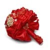 Bouquets de broche de mariage rouge de charme bijoux en or fleur de mariée ramos de novia broches en strass bouquet de mariage en cristal