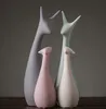 Minimalist ceramic deer statue home decor crafts room decoration ornament porcelain animal cat figurines wedding decoration gift