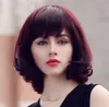 Womens Red Wine Curly Wig Fashion Short Wigs Hair