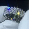 Fashion Flower ring 5A Clear Cz Stone White Gold Filled Engagement wedding band ring for women Bridal Finger Jewelry