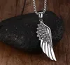 Män Choker Rostfritt Stål Vintage Gothic Feather Angel Wing Pendants Halsband Silver Tone Ketten Kolye Smycken 24 "