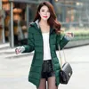 2018 여성 겨울 후드 따뜻한 코트 슬림 플러스 사이즈 캔디 컬러 코튼 패딩 기본 재킷 여성 중형 긴 재킷 Feminina 4XL