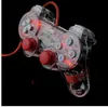 3 färger transparent ledd Wired USB Gamepad Double Vibration Joystick Game Controller Joytpad för PC Laptop för Win7 / 10 / XP Clear