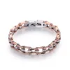 Высококачественный браслет мотоциклетной цепи для женщин IP Rose Gold Crystal 316L Bracelet из нержавеющей стали 10 мм315U