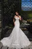 Великолепная русалка Люссано платья с плечевых кружевных аппликаций без спинки свадебные платья арабское свадебное платье vestidos de noiva
