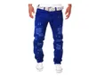 Męski projektant mody Jean Pantalones rozerwany drapowany motocyklowy dżinsy Khaki Blue Black Grey282l