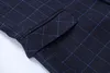 Męskie Blazer Garnitur Kurtka Moda Mężczyzna Plaid Blazer Styl Casual Single Business Dress Blazers Mężczyźni Slim Fit Siatki Garnitki Garnitury