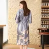 Kinesisk kimono silke badrock brudtärna kläder kvinnliga djur robe pyjama bad robe damer kimono röd hem slitage