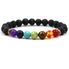 Bracciali con perline di roccia lavica Colorati Chakra Energy Yoga Perline Pietre naturali 7 Colori Gioielli con ciondoli in pietra