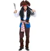 Costume da pirata cosplay Costume da pirata blu da uomo Costume da capitano pirata Costume da gioco per uomo di Halloween 2017 prodotti più venduti
