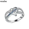 Vecalon 4 couleurs bague en forme de coeur couleur argent cristal Cz bague de fiançailles de mariage pour les femmes livraison directe bijoux