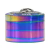 卸売63mm 4レイヤーハーブグラインダースモークアクセサリーZinc Alloy Rainbow Iceblue Diamond Tobacco Metal Grinders for Smoking