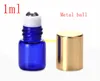 500pcs/lot Fast shipping 1ml Blue Roll on bottle essential oil bottle Empty mini glass essential oil roller bottle glass bottles