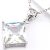 Luckyshine 5 Sets Wedding Jewelry Sets Square White Topaz Crystal Cubic Zirconia 925 Silver Pendants Necklaces Earrings Holiday Gift