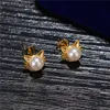 925 Sterling Zilveren Stud Oorbellen Ronde Moeder-van-Pearl Elegante Koreaanse Nanyang Bead Pearl Stud Oorbellen