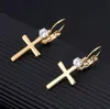 Small Cross Earrings For Women Girl Religious Jesus Stone Earrings Jewelry Crucifix Christian Ornaments