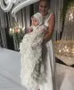 Luxe Crystal Doop Jurken voor Baby Meisjes Kralen Geappliceerd Tiered Ruches Doopsjurken met Bonnet Eerste communicatie jurk