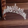 Barock mousserande guld röd grön blå kristall bröllop krona huvudband brud tiaras rhinestone side diadem hår tillbehör