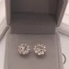 Halo Stud Earrings Round Cut Cubic Zirconia Rhodium Plated for Womens Sensitive Ears8809384