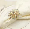 Luxe Pearl Diamond Servet Rings Hotel Wedding Levert Servet Ring Vergulde Diamond Parel Servet Gesp Desktop Decoratie