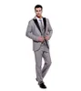 Groom Wear Gris Un Bouton Groomsmen Peak Lapel Groom Tuxedos Hommes Costumes Mariage / Bal / Dîner Meilleur Homme Blazer (Veste + Pantalon + Cravate + Gilet)