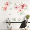 Kleurrijke lentebloemen muur sticker tv achtergrond bank decoratie home decor mooie pioen pieker muur sticker 3d tuin bruiloft decor