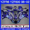 Carrosserie Pour YAMAHA full Blue Go !!!! YZF R6 98 YZF600 YZFR6 98 99 00 01 02 230HM.22 YZF 600 YZF-R600 YZF-R6 1998 1999 2000 2001 2002 Carénages