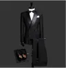 Красивый двубортный смокинг для жениха с шалевым отворотом, черные мужские костюмы, свадебный/выпускной/ужин, мужской блейзер, куртка, брюки, галстук