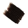 عذراء الشعر البشري البرازيلي # 4 بني داكن موجة عميقة ينسج متموجة مع أعلى إغلاق الشوكولاته براون 4x4 قطعة إغلاق الدانتيل مع 3 حزم