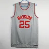 Herren Zack Morris 25 Bayside Basketball-Trikots, graue Farbe, gespeichert von der Glocke, 90er-Jahre-Hip-Hop-Hemden mit Nähten, S-XXL