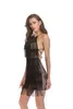 Sexig röd vit svart aprikos Sequined Exposed Tassel Bodycon Party Dress Elegant Sequins Utsmyckad Fringe Sequin Halter Bandage Dress