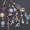 Sexy Dangle Belly Bars Belly Button Rings Fashion Surgical Steel Rhinestone Body Jewelry Navel Piercing Rings226Y