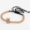 Nouveau populaire argent plaqué noir perle lien strass couronne bracelet à breloques femmes amoureux Bracelets pour cadeau
