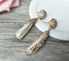 Teardrop Golden Crystal Earrings, Paved Rhinestone,Mother of pearl Beads, Dangle Handmade Jewelry For Women ER239