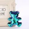 Cartoon Cute Sequins Bear Rainbow Pendants Keychain Top Keyring Charms Car Key Chain