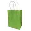 50pcs/Pack Kraft Paper Gift Bag 21x15x8cm Solid Color Boutique Store Festival Gift Wrap Bags with Handle