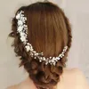 Fashion White Pearls Bridal Headpieces Hair Pins Floral Flower Jewelry Bridal Half Up Bride Hairs Accessories Vintage Wreath Wedding Comb 2022