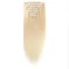 Blonde Clip In Human Hair Extensions 100g Human Hair Clip In Extensions 7 SZTUK 8A Brazylijski Dziewiczy Włosy Prosto Klip W Rozszerzeniu