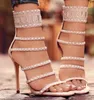 2018 New summer ladies peep toe boots gladiator sandals summer boots cuts out booties beading botas crystal stud boots women
