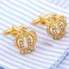 MENS CUFFLINKS FATHERS DAY GEVERS Full Rhinestones Crown Shirt King Queen Wedding Groom Tuxedo Jewelry Fashion Classic French Cryst6913230