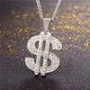 US Dollar Money Collana pendente in acciaio inossidabile 316l Catena color oro per donna Uomo strass Hip Hop Bling Accessorio per gioielli P1003