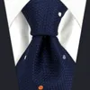 D12 Navy Polka Dots Mens Slips Silk Klassisk Extra Lång Storlek 63 "Fashion Groom Dress Slipsar för Man Hanky