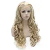 Perucas 26 "longo #1001/30 branco loiro mistura Auburn densidade pesada calor amigável fibra frente laço peruca de cabelo sintético