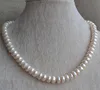 Genuine Pearl Jewellery,17inches White Color Real Freshwater Pearl Necklace,9.5-10.5mm Big Size Woman Jewelry